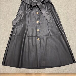 Zara Black Faux Leather Skirt with Belt